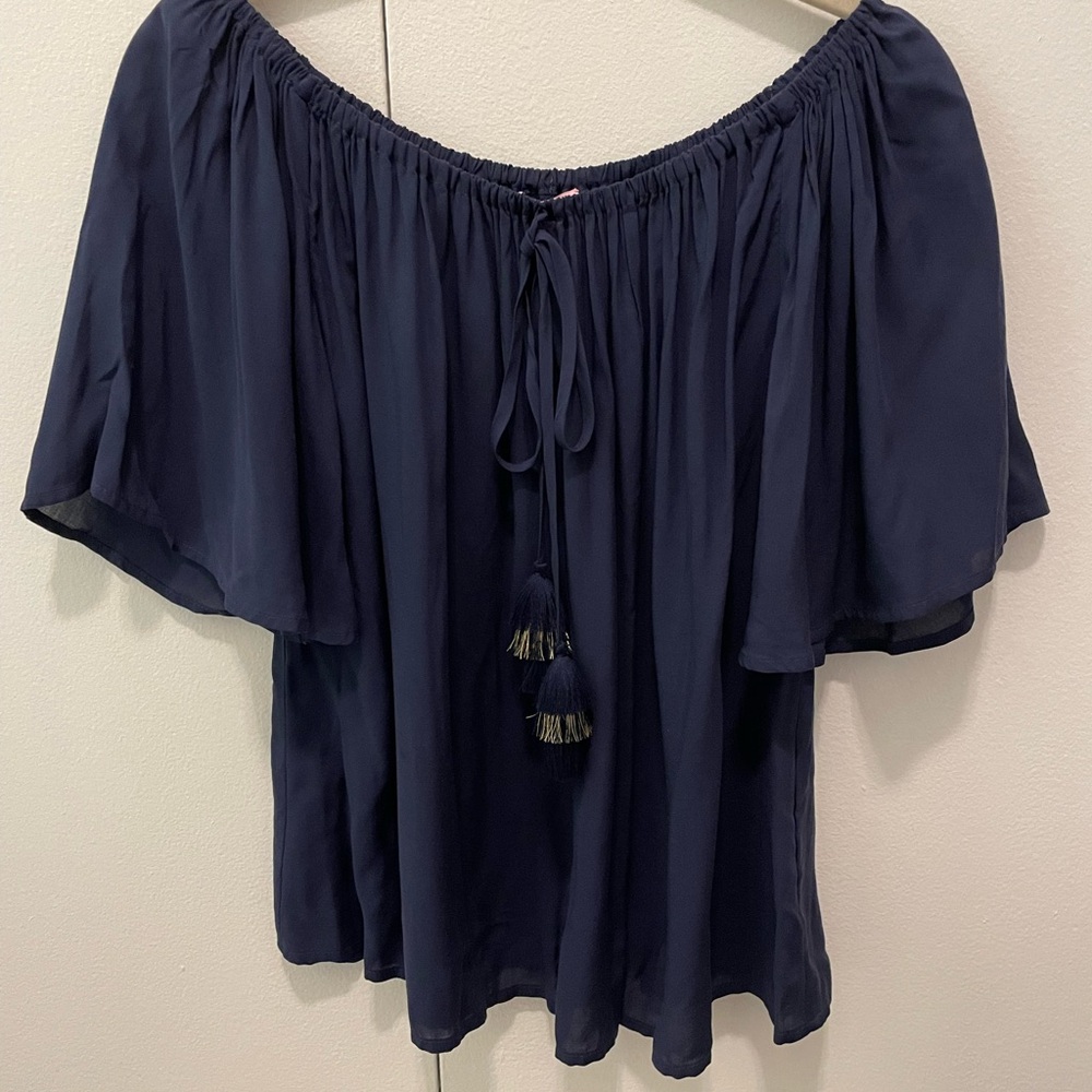 Lilly Pulitzer Navy Off-Shoulder Blouse